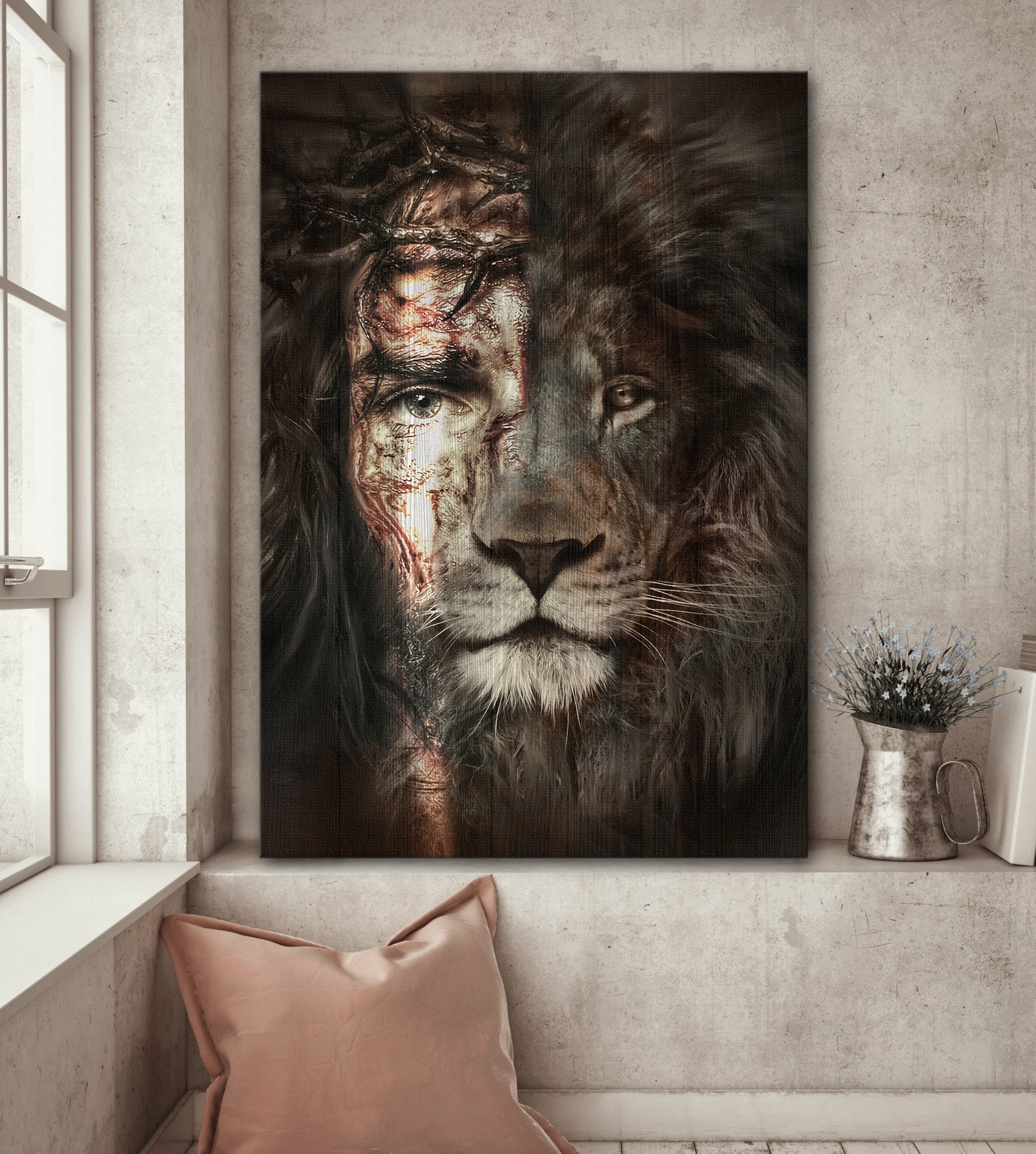 Jesus and lion - The perfect combination Canvas Print - Wall Art
